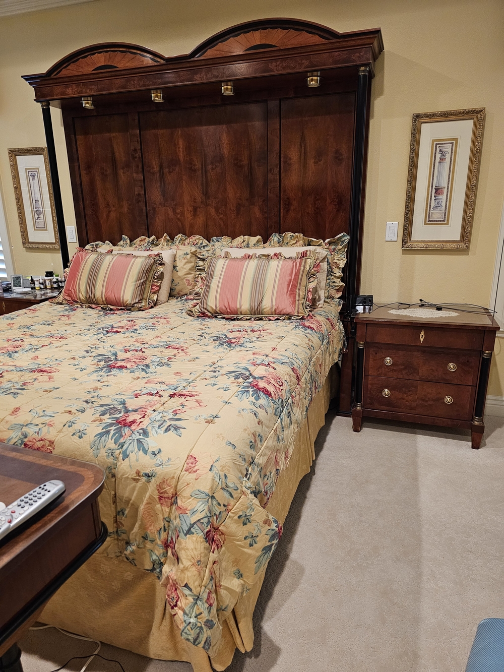 Floral Quilted Comforter in Warm Yellow with Multicolor Accents